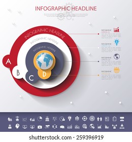 Abstract 3D digital illustration Infographic with world map.Can be used for workflow layout, diagram, number options, web design.Vector/illustration.