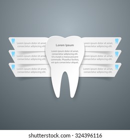 Abstract 3D digital illustration Infographic. Tooth icon. 