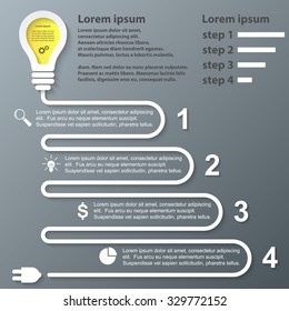 Abstract 3D digital illustration Infographic. Bulb icon. Light icon.