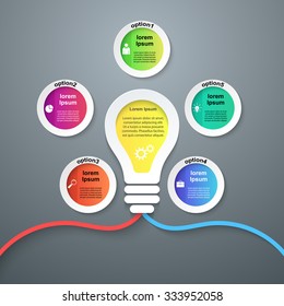 Abstract 3D digital illustration Infographic. Bulb icon. Light icon.