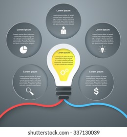 Abstract 3D digital illustration Infographic. Bulb icon. Light icon.