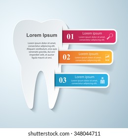 Abstract 3D digital illustration Infographic. Tooth icon. Dental infographics.