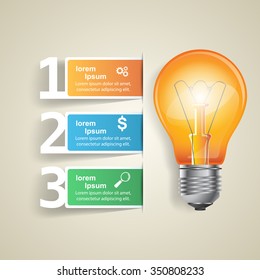 Abstract 3D digital illustration Infographic. Bulb icon. Light icon.