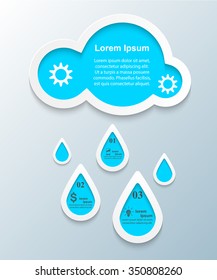 Abstract 3D digital illustration Infographic. Cloud icon. Drop icon.