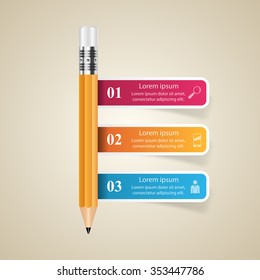 Abstract 3D digital illustration Infographic. Pencil icon.