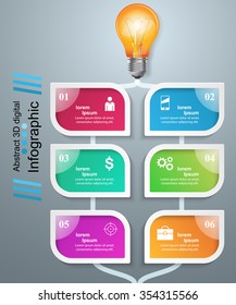 Abstract 3D digital illustration Infographic. Bulb icon. Light icon.