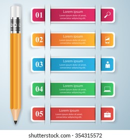 Abstract 3D digital illustration Infographic. Pencil icon.