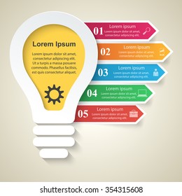 Abstract 3D digital illustration Infographic. Bulb icon. Light icon.
