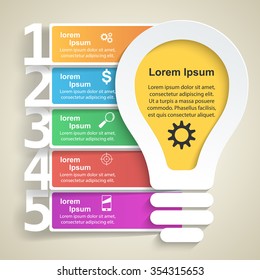 Abstract 3D digital illustration Infographic. Bulb icon. Light icon.