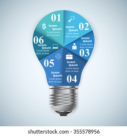 Abstract 3D digital illustration Infographic. Bulb icon. Light icon.