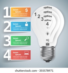 Abstract 3D digital illustration Infographic. Bulb icon. Light icon.