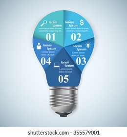 Abstract 3D digital illustration Infographic. Bulb icon. Light icon.
