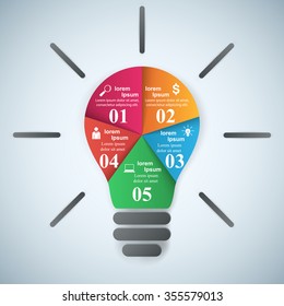 Abstract 3D digital illustration Infographic. Bulb icon. Light icon.