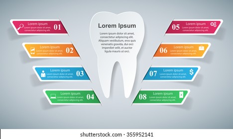 Abstract 3D digital illustration Infographic. Tooth icon.