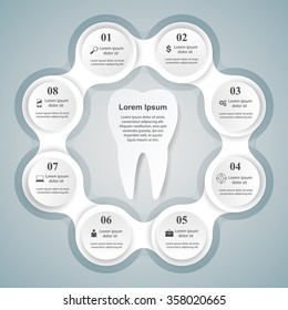 Abstract 3D digital illustration Infographic. Tooth icon.