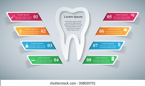 Abstract 3D digital illustration Infographic. Tooth icon.