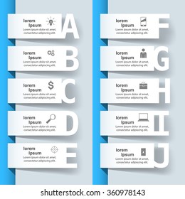 Abstract 3D digital illustration Infographic. Alphabetical list.