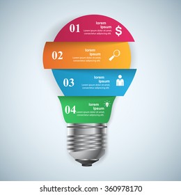 Abstract 3D digital illustration Infographic. Bulb icon. Light icon.