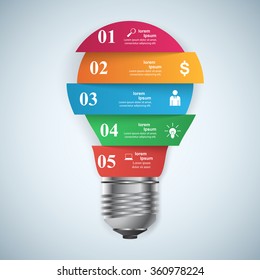 Abstract 3D digital illustration Infographic. Bulb icon. Light icon.