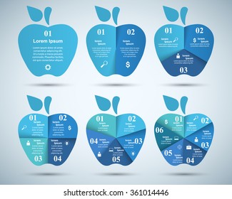 Abstract 3D digital illustration Infographic. Apple icon. Leaf icon.