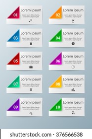 Abstract 3D digital illustration Infographic. List of 10 items.
