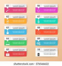 Abstract 3D Digital Illustration Infographic. List Of 10 Items.