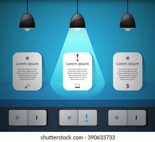 Abstract 3D digital illustration Infographic. Paper icon. Chandelier icon.
