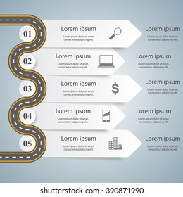 Abstract 3D digital illustration Infographic. Road infographic.