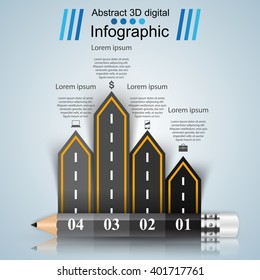 Abstract 3D digital illustration Infographic. Road infographic.
