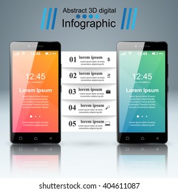 Abstract 3D digital illustration Infographic. Smartphone icon.