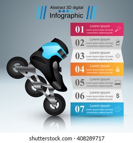 Abstract 3D digital illustration Infographic. Roller skates icon. Sports manual.