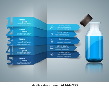 Abstract 3D digital illustration Infographic. Bottle icon. Medical prescription.