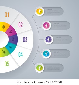 Abstract 3D digital illustration Infographic and marketing icons vector can be used for workflow layout, diagram, annual report, web design. Business concept with 5 options, steps or processes.