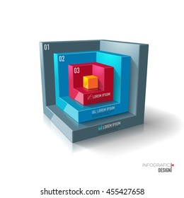 Abstract 3D digital illustration Infographic and marketing icons vector can be used for workflow layout, diagram, annual report, web design. Business concept cubes with 3 options, steps or processes.