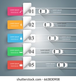 Abstract 3D digital illustration Infographic. Road, car icon.