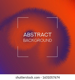 Abstract 3D Duotone Gradient Fur Background. Trendy Blue and Red Wavy Design Template.