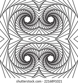 Abstract 3d dynamical rippled texture, on a white background. Geometric shapes from the black lines.