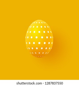 Abstract 3d Easter egg with geometric pattern. Decorative element for holidays. Yellow background. Vector illustration.