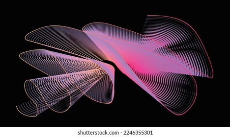 Abstract 3D effect background with smooth curves. Colorful and restful dark theme