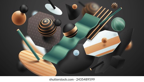 Abstract 3d effect textured shapes background vector design in eps 10