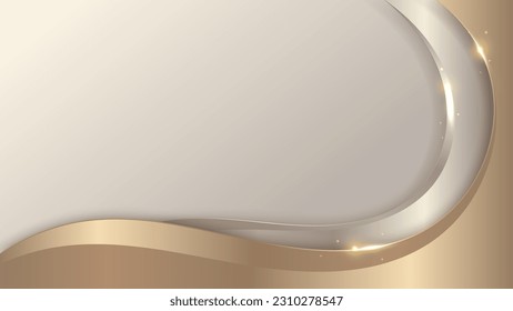 Resumen de la elegante plantilla 3D forma de ola dorada y marrón y la luz que desata un estilo de lujo de fondo limpio. Ilustración gráfica del vector