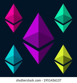 An abstract 3d ethereum crypto currency sign background image.