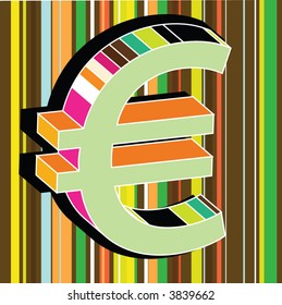 abstract 3d euro sign on colorful lined background