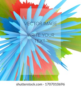 Abstract 3D explosion illustration. Colorful graphic design. Hight resolution  creative  background. Social media template. Vector EPS 10.