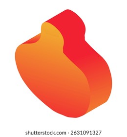 Abstract 3d figure element in children's doodle style in bright cartoon gradient color on white background