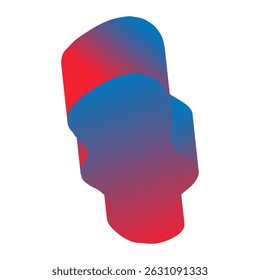 Abstract 3d figure element in children's doodle style in bright cartoon gradient color on white background