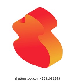 Abstract 3d figure element in children's doodle style in bright cartoon gradient color on white background