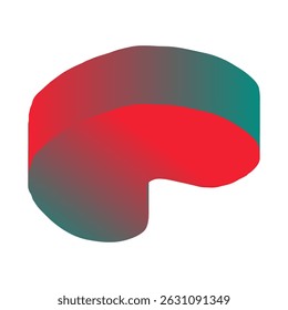 Abstract 3d figure element in children's doodle style in bright cartoon gradient color on white background