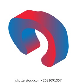 Abstract 3d figure element in children's doodle style in bright cartoon gradient color on white background