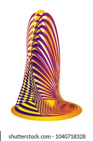 Abstract 3d figure in red, yellow, orange, purple tonality. Background, Art object.
